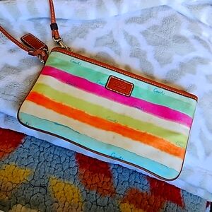 Coach multi color wristlet bag
